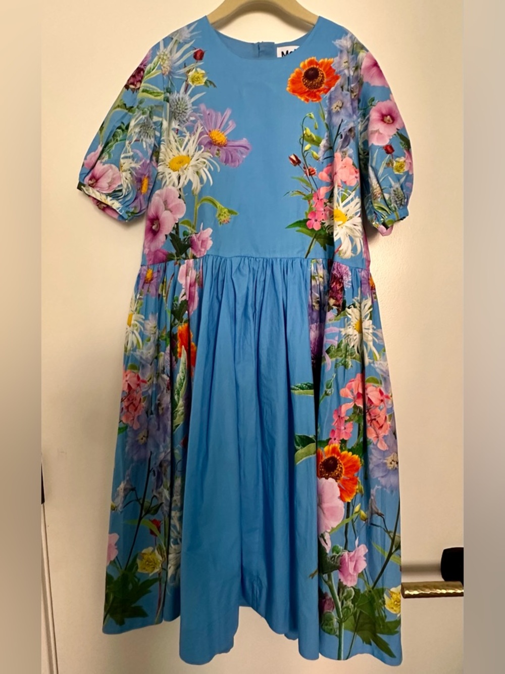 Molo Blue Floral Puff-Sleeve Girls' Dress Size 11-12 (EUR 146-152). Like New